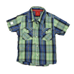 Mimo & Co. Boys Blue | Green Plaid Button Down Short Sleeve size: 3T